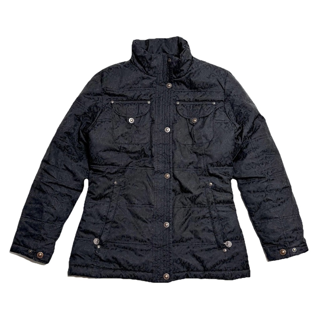 Iguana‎ Black Ski Jacket Womens 38 (US M 6/8) Winter Snow Coat Embossed Pattern